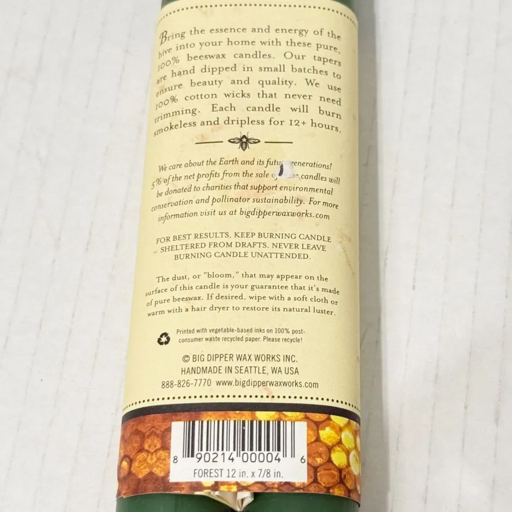 x2 NWT 100% Beeswax Big Dipper Wax Works Hand Dipped 12